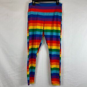 Tipsy Elves Rainbow Leggings L Slit Pocket Pride